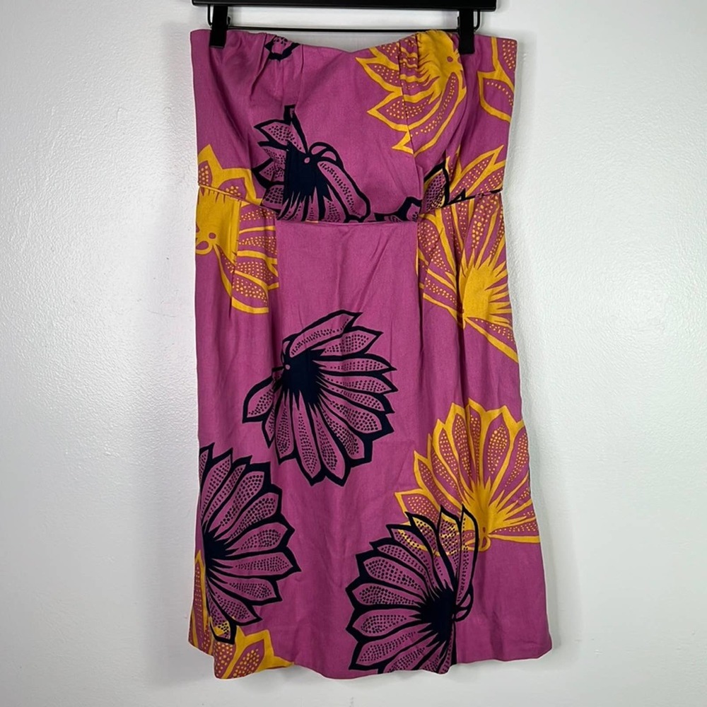 ANTHROPOLOGIE SARIAH Strapless Floral Agave Burst Pink Mini Dress Womens 10